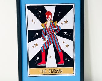The Starman Art Print, Tarot Prints, Ziggy Stardust Wall Art, Retro, Music Posters, Bowie Art Prints, Music Gallery Wall, Music Lover Gifts