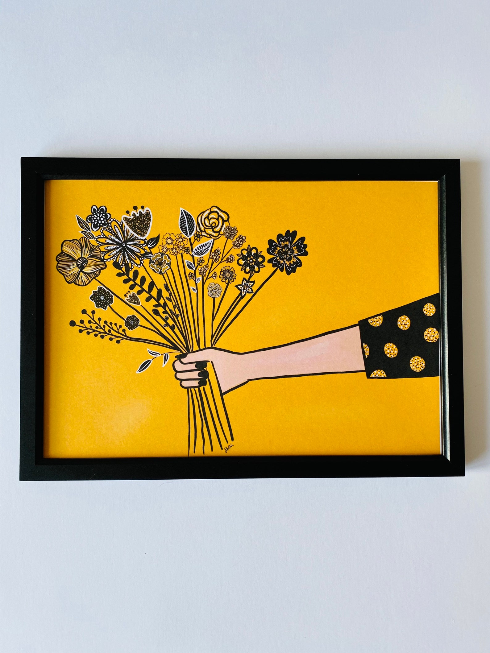 Mustard Yellow Art Print A4, A5 Flower Print Mustard Yellow Wall Art