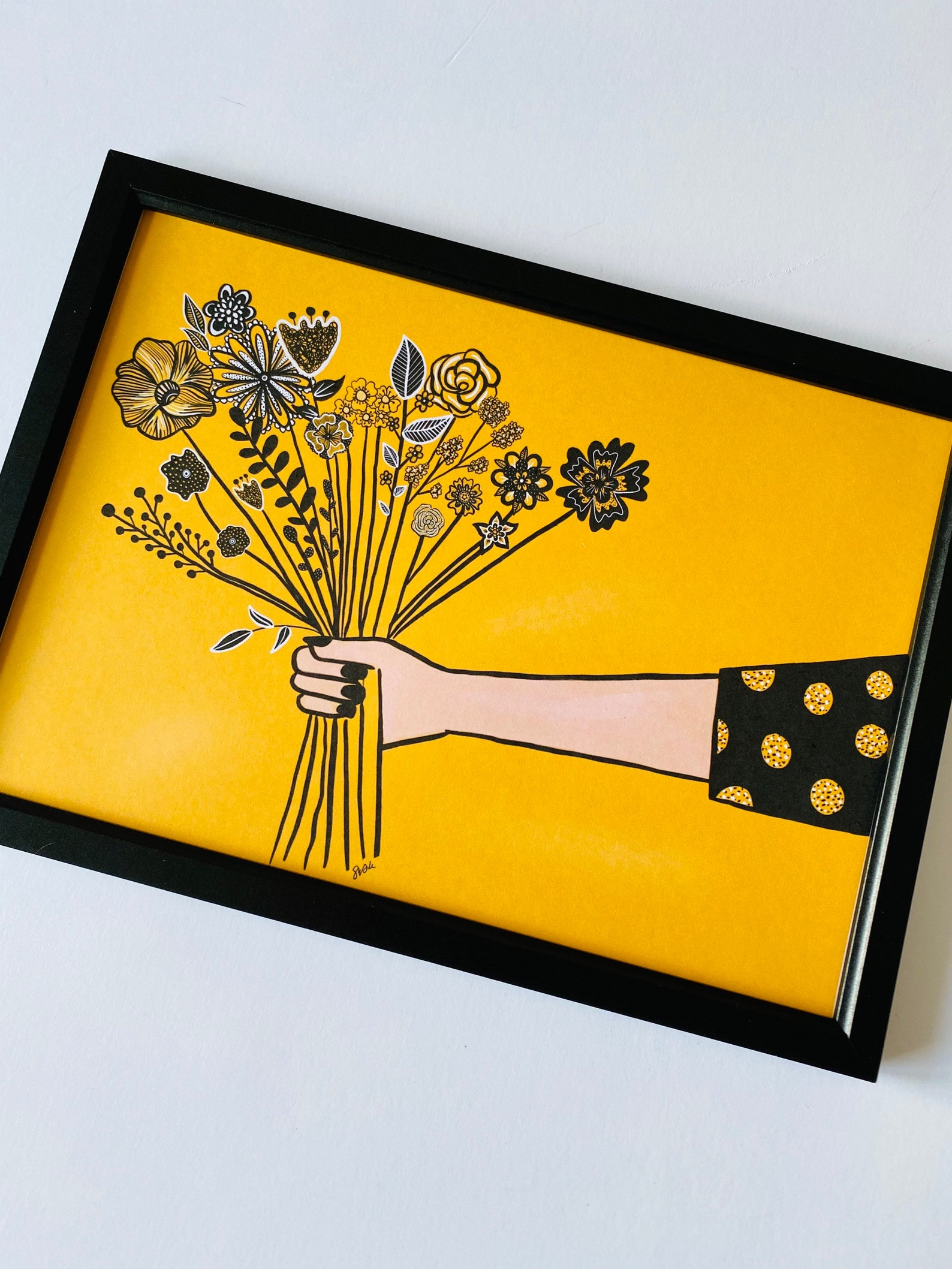 Mustard Yellow Art Print A4, A5 Flower Print Mustard Yellow Wall Art