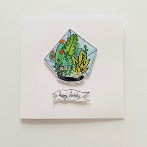 Botanische planten verjaardagskaart | Plant minnaar kaart | Tropische terrariumkaart | Plantkaarten | Plantaardig | Sappig geschenk | Bloemenkaart | VK