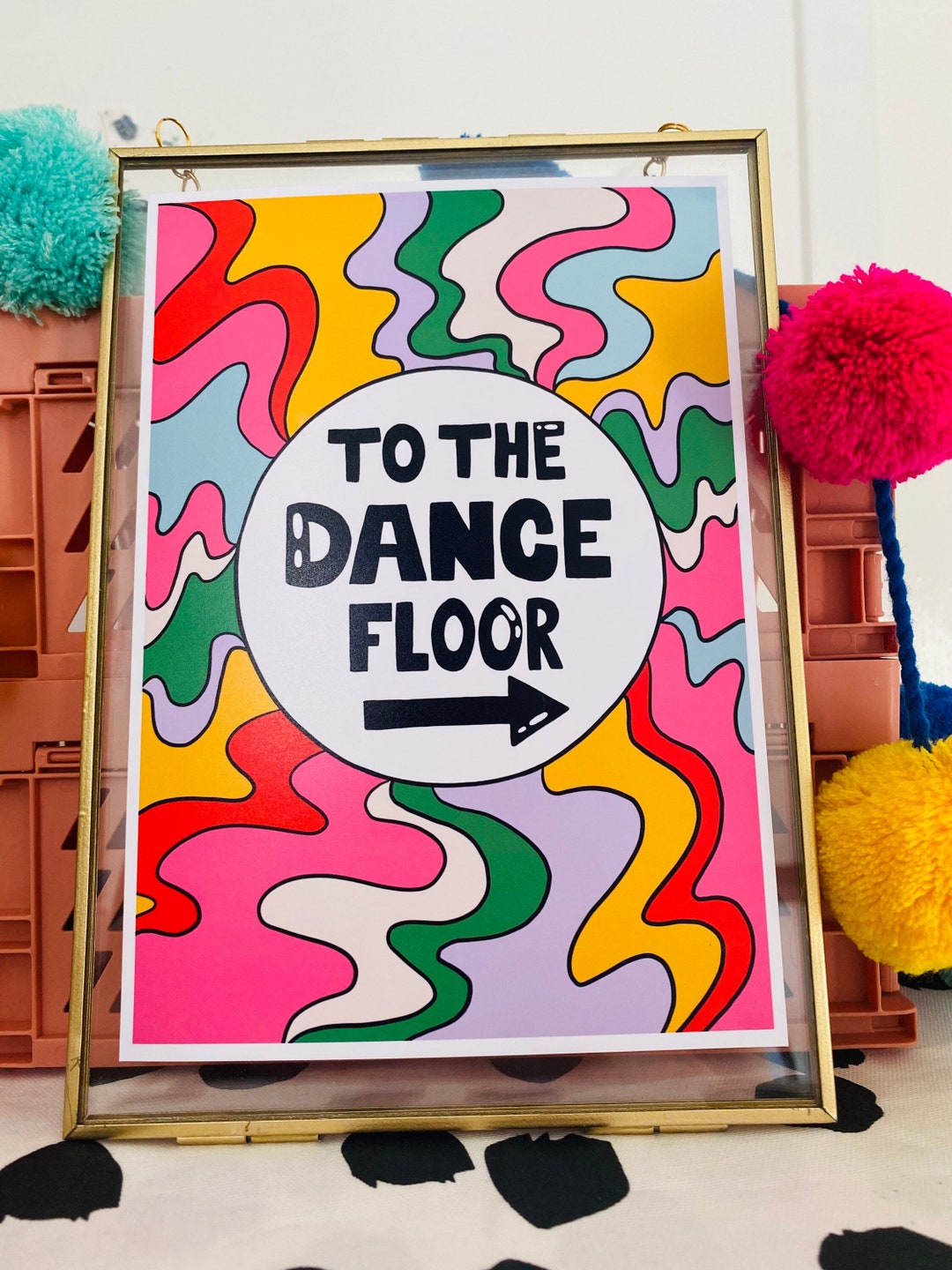 To the Dance Floor Funky Art Print Retro 70s Fun Disco Etsy