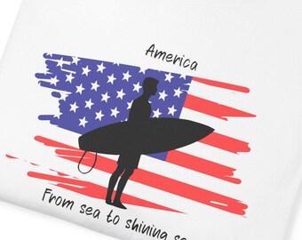 Surfer American Flag Comfort Colors T-Shirt: Patriotic Fourth of July Tee