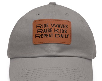 Boné de surfista, boné com patch de couro "Ride Waves", presente para pais surfistas, chapéu para amantes da praia, acessório casual de moda.