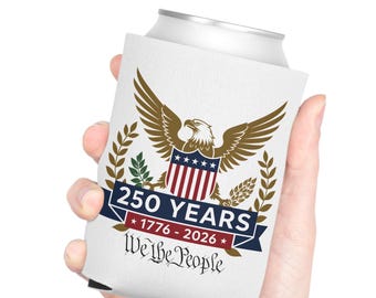 Porta-latas, Refrigerador de latas, EUA 250 Anos Escudo da Águia 1776-2026 | Nós, o Povo