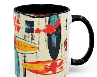 Retro Surfboards Floral Accent Coffee Mug | 11oz or 15oz