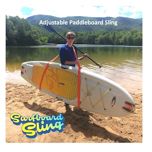 SUP Paddleboard Carrier Sling is adjustable for carrying your stand up paddle board.