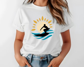 Surfer T-shirt, Unisex Comfort Colors T-shirt, Beach T-shirt, Colorful Graphic Tee, Gifts for Him or Her