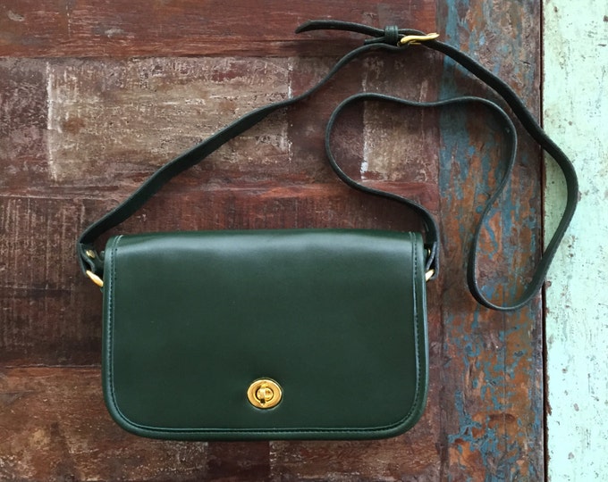 Genuine Leather Coach Saddle Bag Style Purse in Hunter Green Etsy