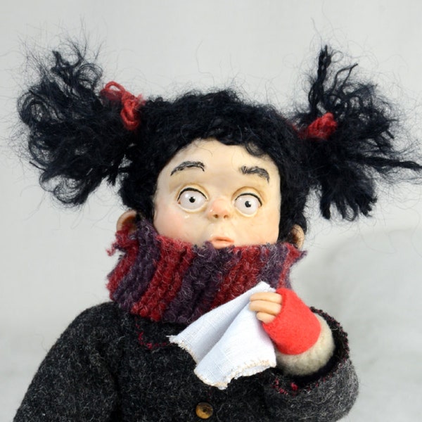 RESERVED FOR DEANANN ooak art doll "Hazel" ooak artist doll handmade art dolls cute doll black gothic black collectible artist dolls