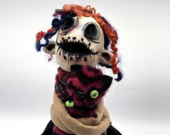 Muñeca de arte de Halloween Ooak, muñeca de artista SUE, muñeca de terror coleccionable, linda y espeluznante hecha a mano, Tim Burton, Pesadilla antes de Navidad