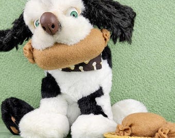 ooak artista teddy OREO perro arte muñeca arte teddy cachorro fauxtaxidermia arte textil escultura blanda arte inusual