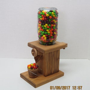 Handmade, wooden gumball / peanut / candy dispenser with removable wooden bucket image 1