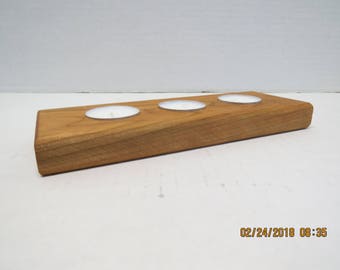 Maple candle holder.  Holds 3 tea candles.  Tealight candles.