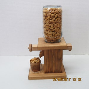 Handmade, wooden gumball / peanut / candy dispenser with removable wooden bucket image 5