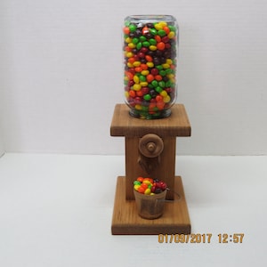 Handmade, wooden gumball / peanut / candy dispenser with removable wooden bucket image 2