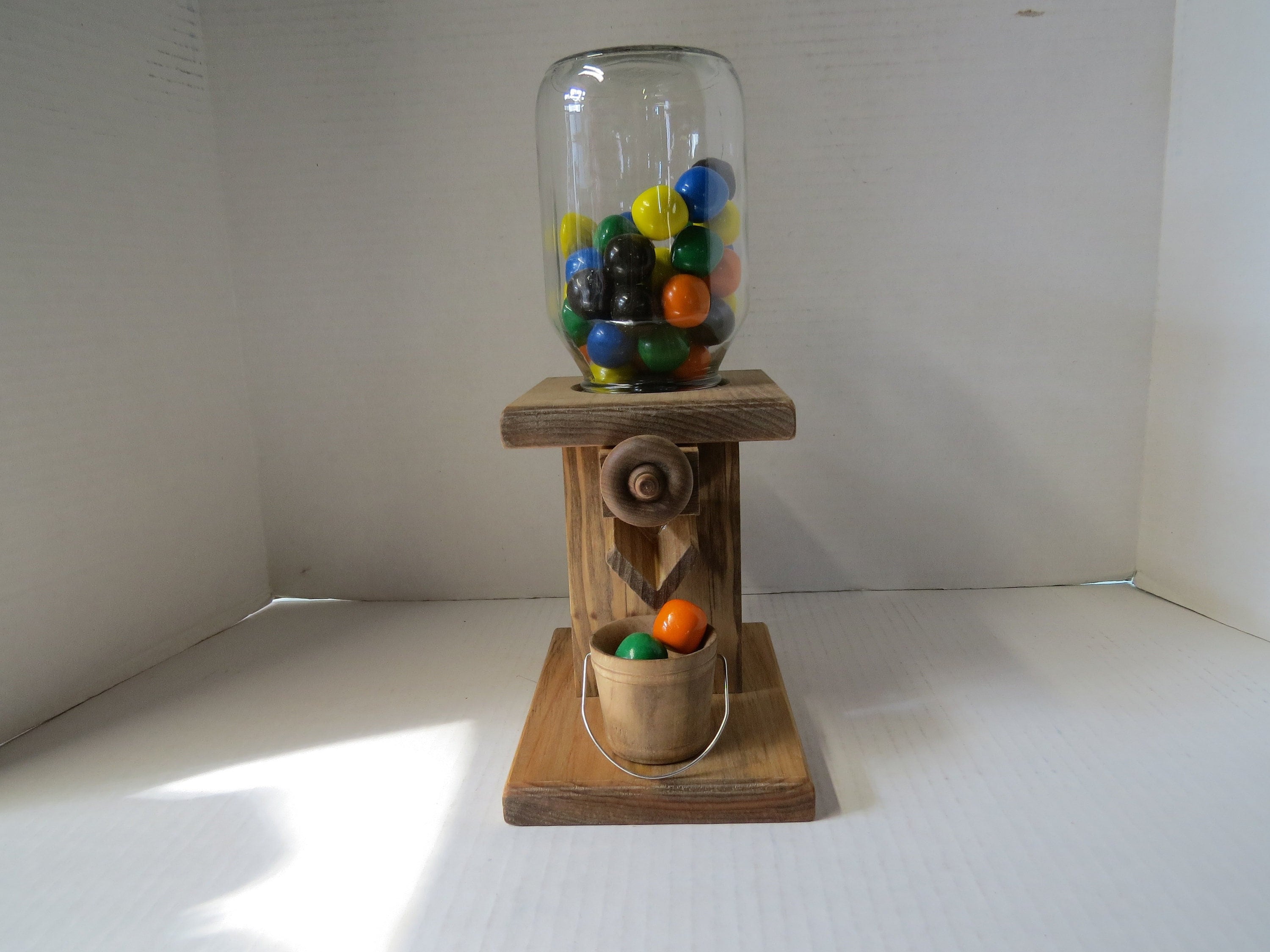 Vintage Handmade Wooden Gumball/ Candy Machine Nut Dispenser The Candy Man
