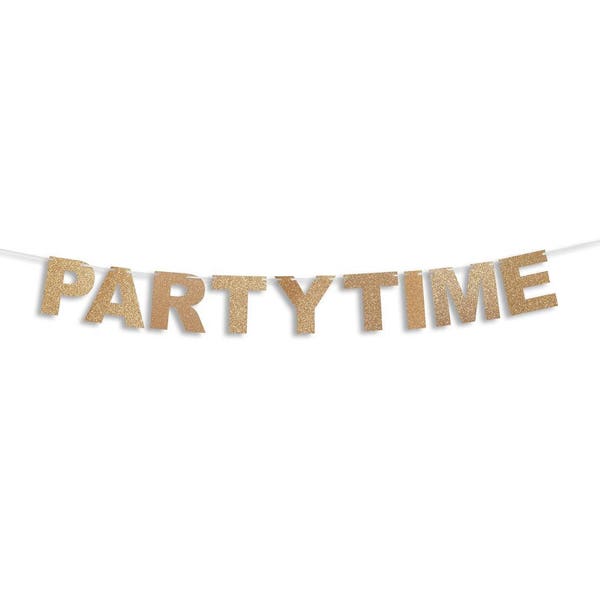 Partytime Banner, Birthday Banner, Birthday Glitter Garland, Birthday decoration