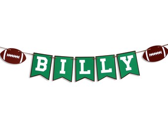 Football Themed Birthday Party Name Banner, Football Birthday Party