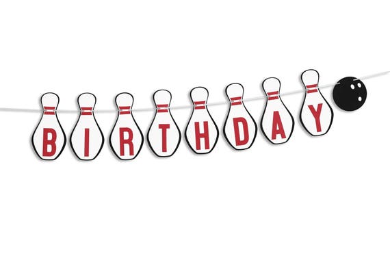 Banniere De Joyeux Anniversaire Sur Le Sujet De Bowling Etsy France