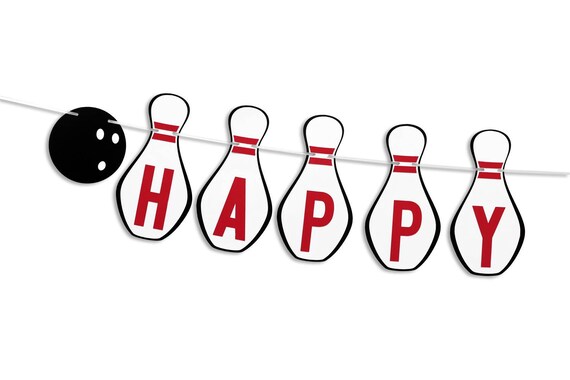 Banniere De Joyeux Anniversaire Sur Le Sujet De Bowling Etsy France