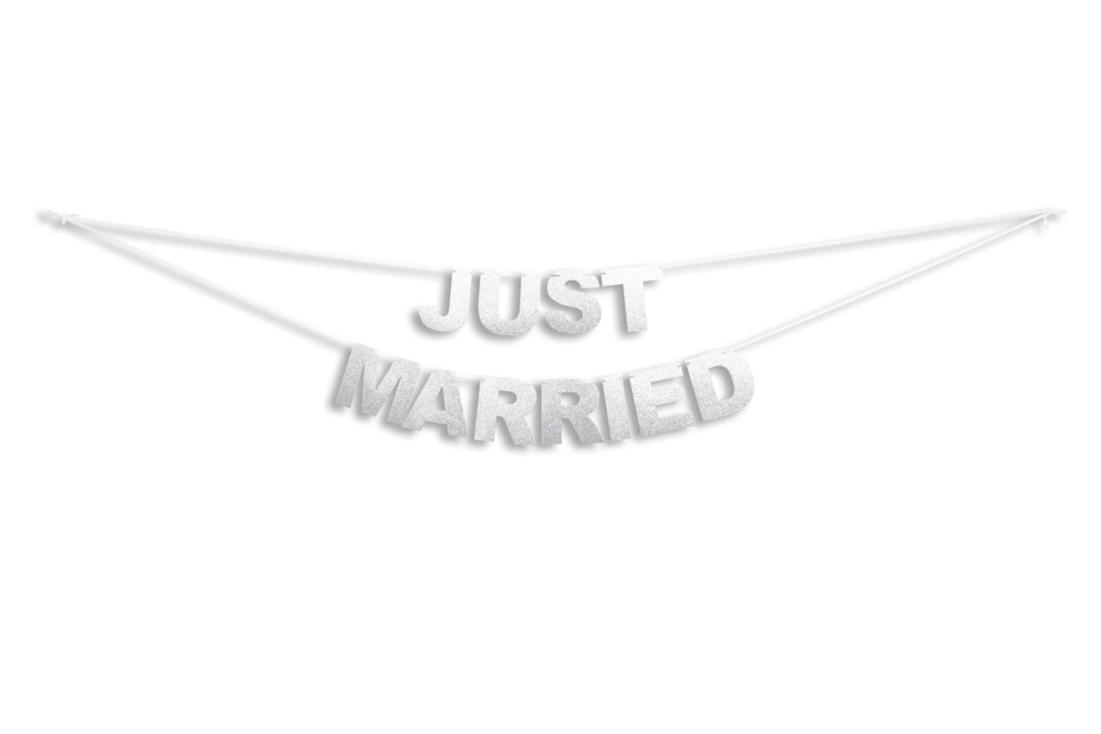 Decorazioni Matrimonio Just Married - 2 Banner Con Cuori, Per Auto O Festa - Bianco - Foto 7