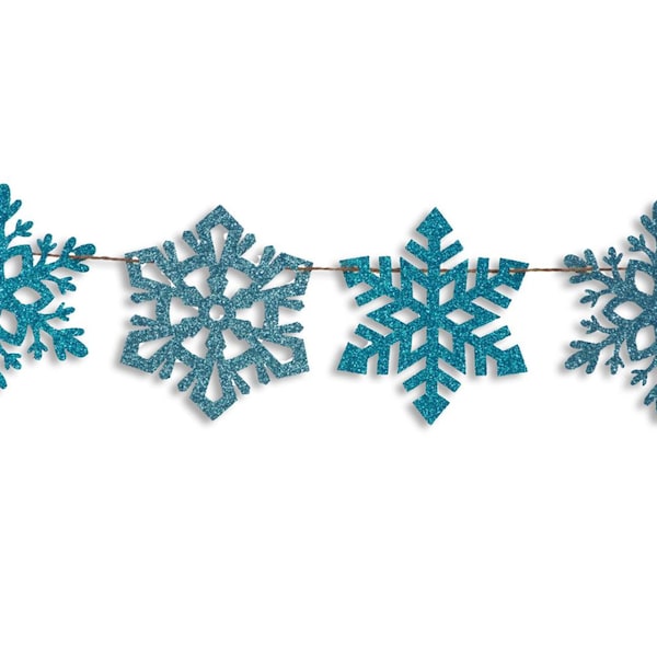Snowflake garland, Snowflake Banner, Holiday Banner, Christmas decoration, Christmas Glitter Garland