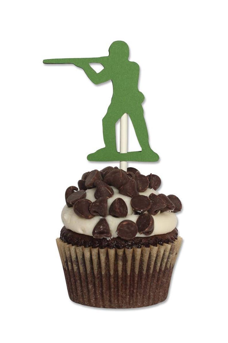 12 Army Themed Cupcake Toppers Army Birthday Camo Birthday Etsy