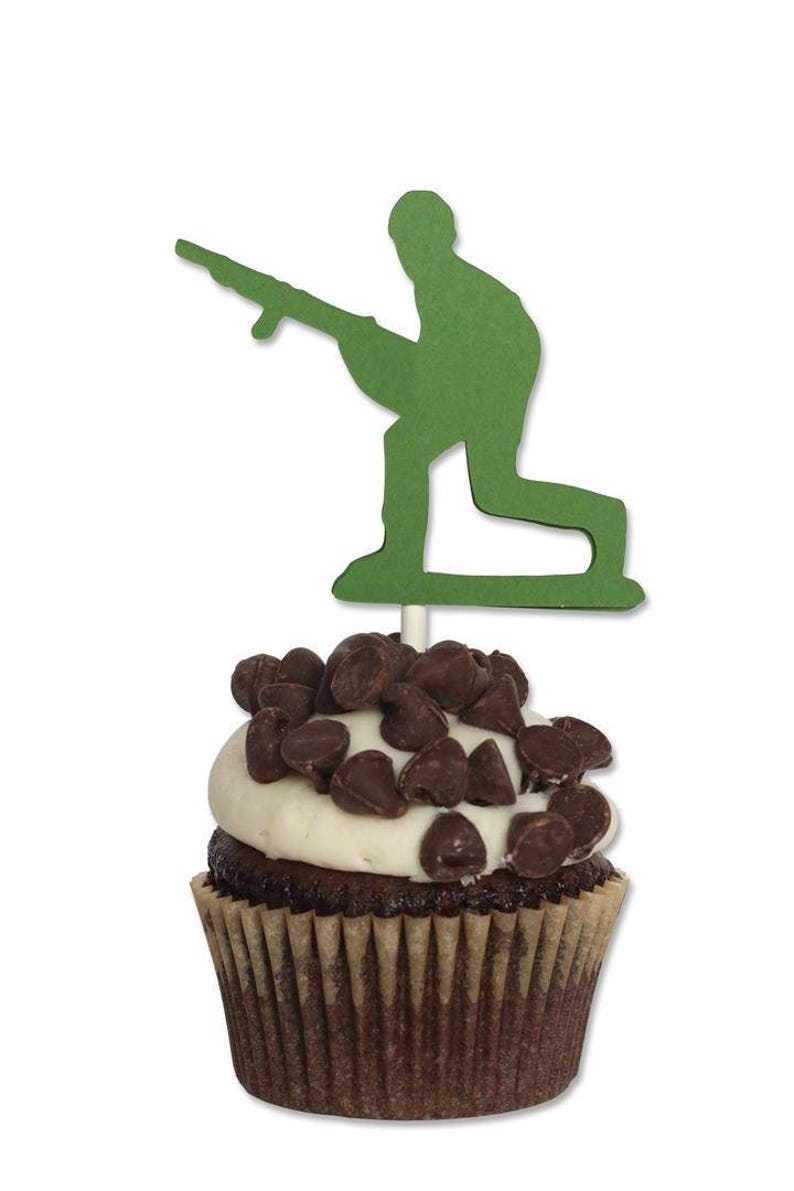 12 Army Themed Cupcake Toppers Army Birthday Camo Birthday Etsy