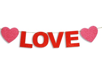 LOVE Garland, Happy Valentines Day Banner, Valentines Day Banner, Valentines Day decoration