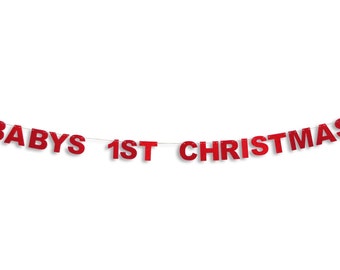 Baby's 1st Christmas banner,  Holiday Banner, Christmas decoration, Christmas Glitter Garland, Baby's 1st Christmas