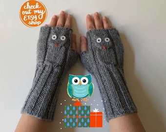 Mittens, Fingerless Gloves, Owl Gloves,Arm warmers, Women Fingerless, Winter gloves, Winter Accessories, Boho Gloves, Hippie Gloves