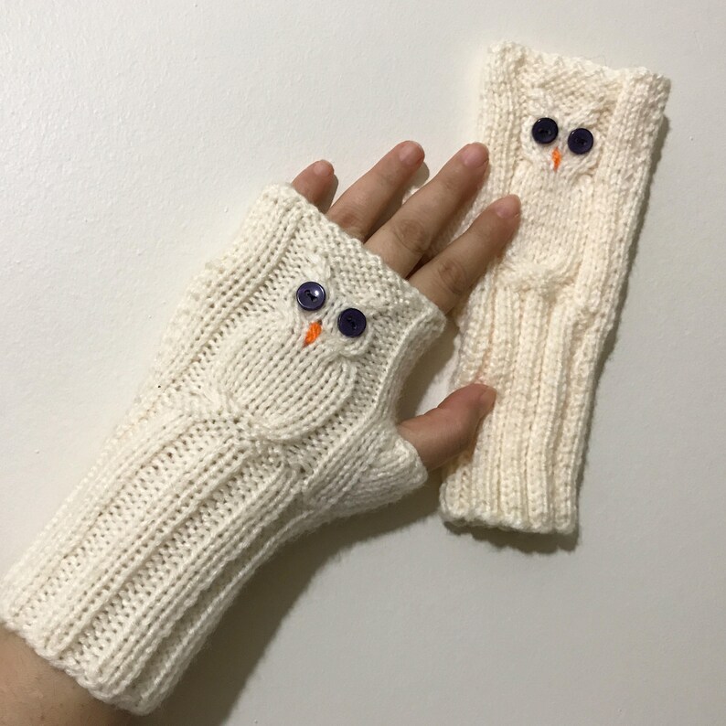 Fingerless Gloves Mittens Owl Glovesarm Warmers Women Etsy