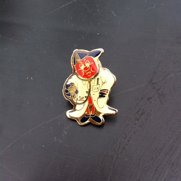 vintage charity badge baseball pin brooch button blue enamel EUWA marker antique rétro unisexe *