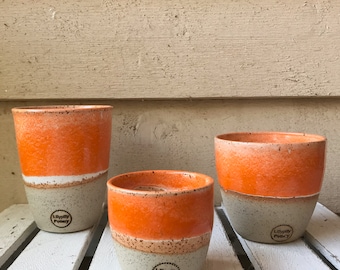 Handmade ceramic travel cup/tumbler orange and white  gifts for her - gifts for sister - gifts for mum - modern decor - latte cup - keep cup