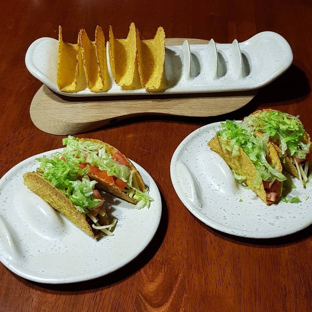 Stoneware Oven Safe 8 Taco Platter