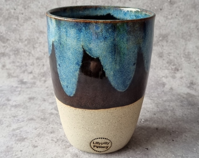 Handmade ceramic tumbler/keep cup - Glaze Drip - gifts for her - gifts for mum - modern decor - latte cup