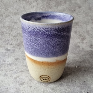 Handmade ceramic travel cup/tumbler purple and white gifts for her - gifts for sister - gifts for mum - modern decor - latte cup - keep cup