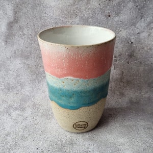 Handmade ceramic tumbler/keep cup - Summer Design - gifts for her - gifts for mum - modern decor - latte cup