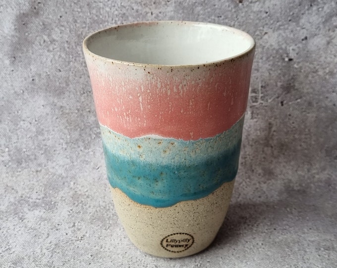 Handmade ceramic tumbler/keep cup - Summer Design - gifts for her - gifts for mum - modern decor - latte cup
