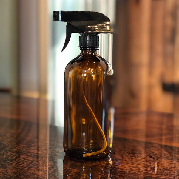 Amber spray bottle. 16oz spray bottle.