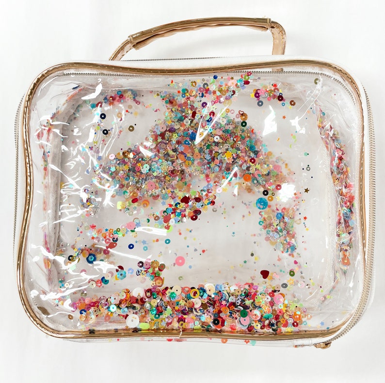 Sparkle toiletry bag/makeup bag, Travel bag, Clear cosmetic bag, Essential oil bag, Glitter bag image 2