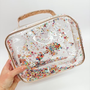 Sparkle toiletry bag/makeup bag, Travel bag, Clear cosmetic bag, Essential oil bag, Glitter bag image 7