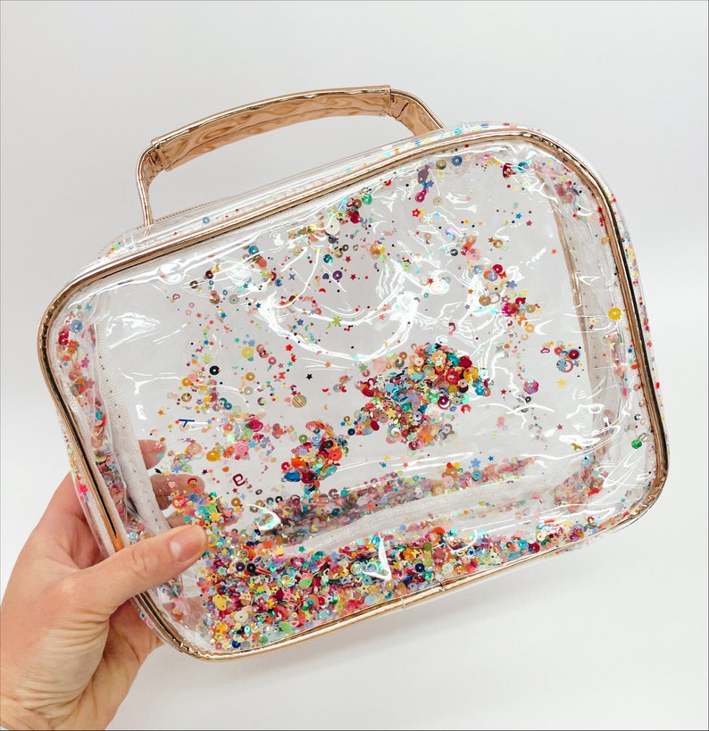 Sparkle toiletry bag/makeup bag, Travel bag, Clear cosmetic bag, Essential oil bag, Glitter bag image 7