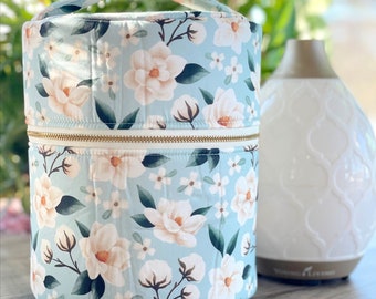 Blue blossoms Essential Oil Diffuser Case || Diffuser Bag for travel.