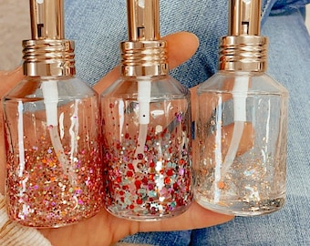 60ML Sparkle spray or pump bottle. Glitter perfume bottle. 3 colors. Make your selection at checkout!