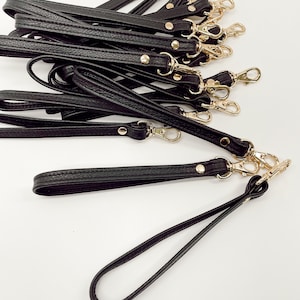 Correa de cuero negra para la muñeca, Correa para llavero, Correa con clip, Accesorios, Correa para la muñeca, Correas