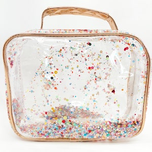 Sparkle toiletry bag/makeup bag, Travel bag, Clear cosmetic bag, Essential oil bag, Glitter bag image 5