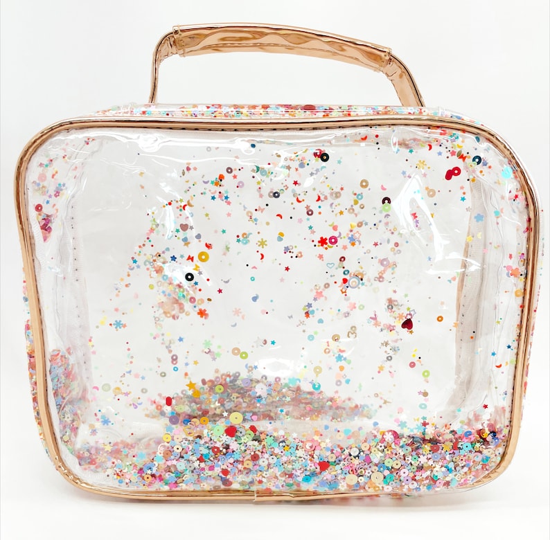 Sparkle toiletry bag/makeup bag, Travel bag, Clear cosmetic bag, Essential oil bag, Glitter bag image 5