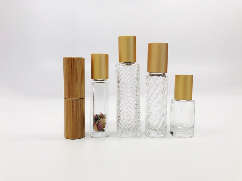 NEW 5 pack variety box of our best sellers Gypsy swirl, BOHO bottle, Wooden roller, Square and our Petal bottle perfect for your pocket image 9