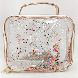 Sparkle toiletry bag/makeup bag, Travel bag, Clear cosmetic bag, Essential oil bag, Glitter bag image 3